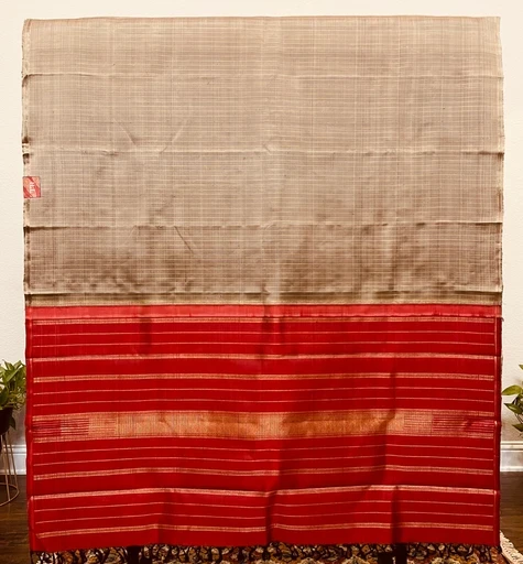 Antique Gold Striped Kanchivaram Silk Saree