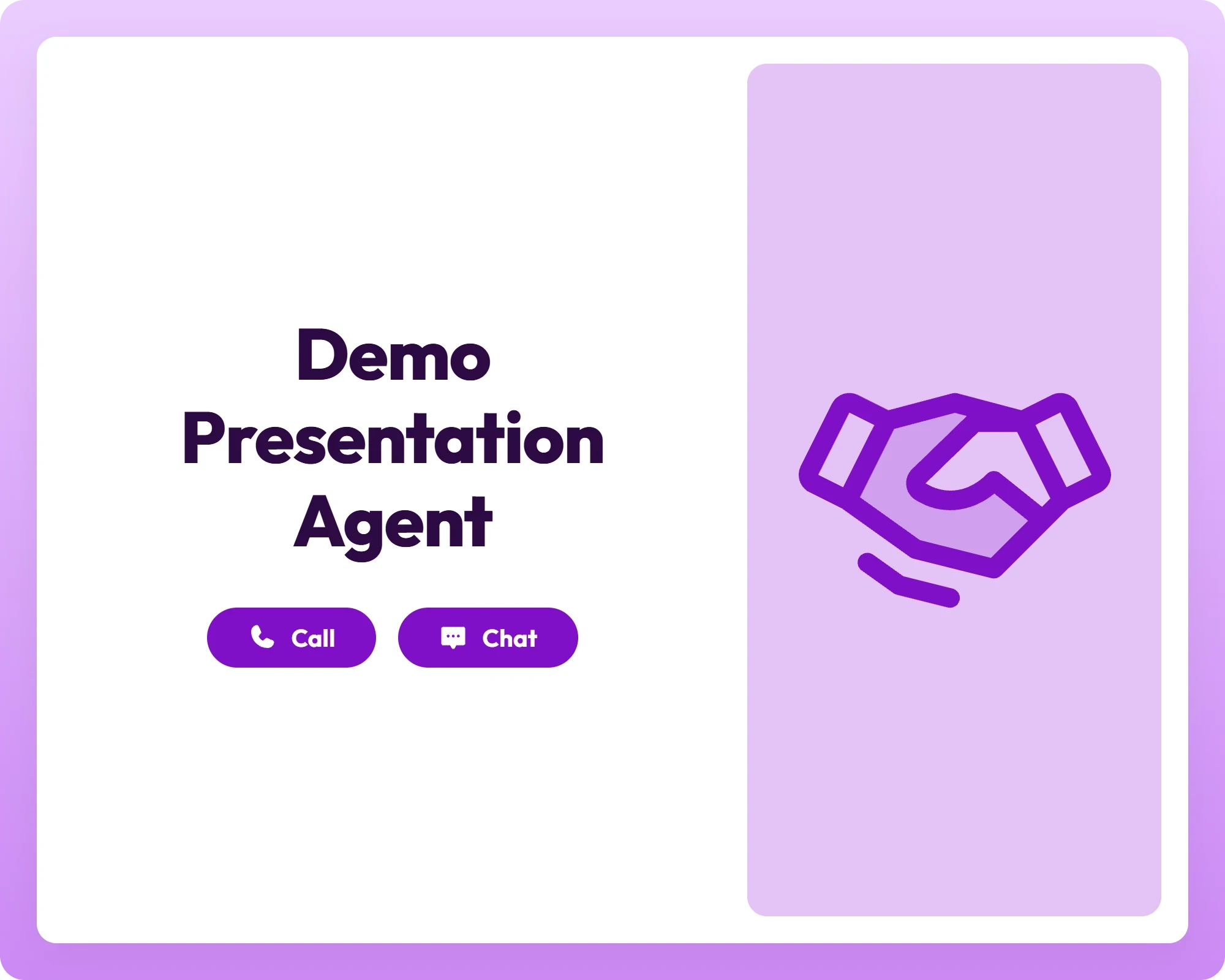 ai demo agent supporting call and chat with handshake icon for partnership