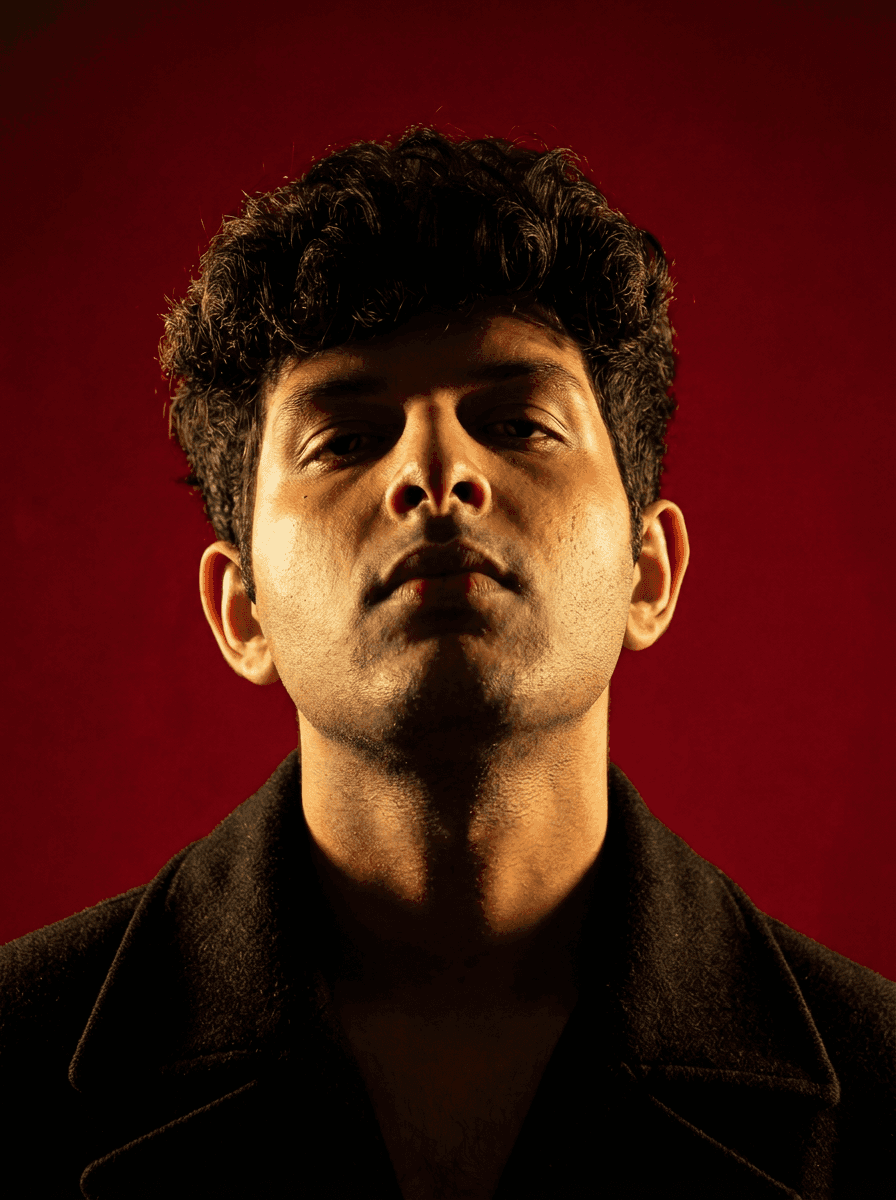 man standing beside wall