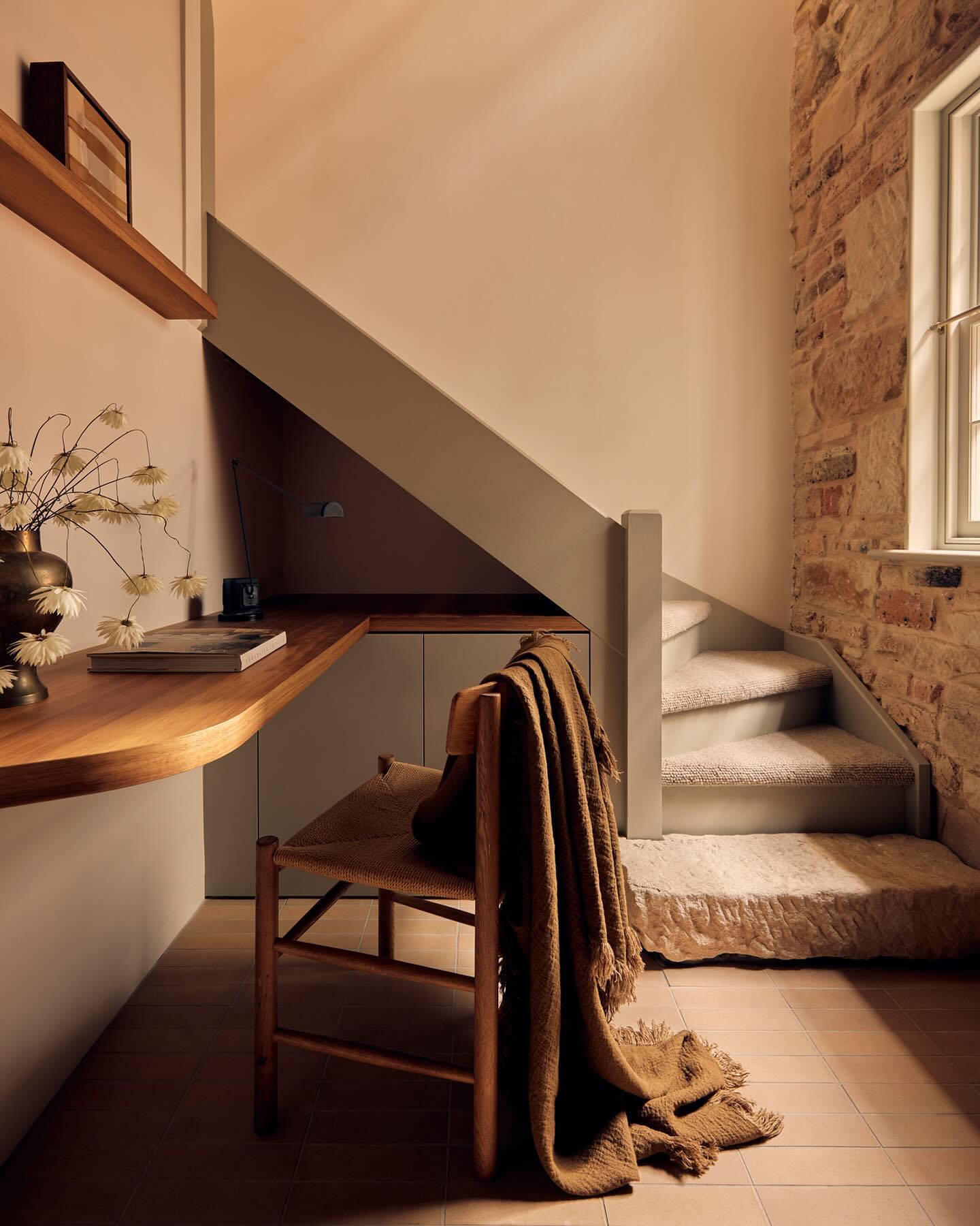 Desk next to the stairs