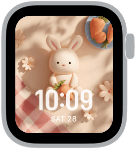 bunny picnic Apple Watch face preview 1 featuring easter, summer, and spring.