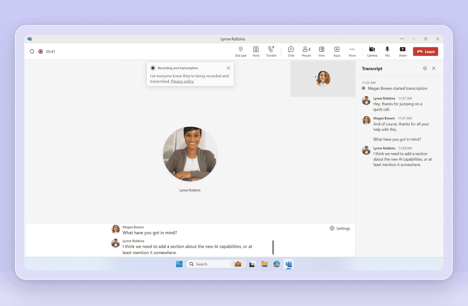 Microsoft Teams audio conferencing interface