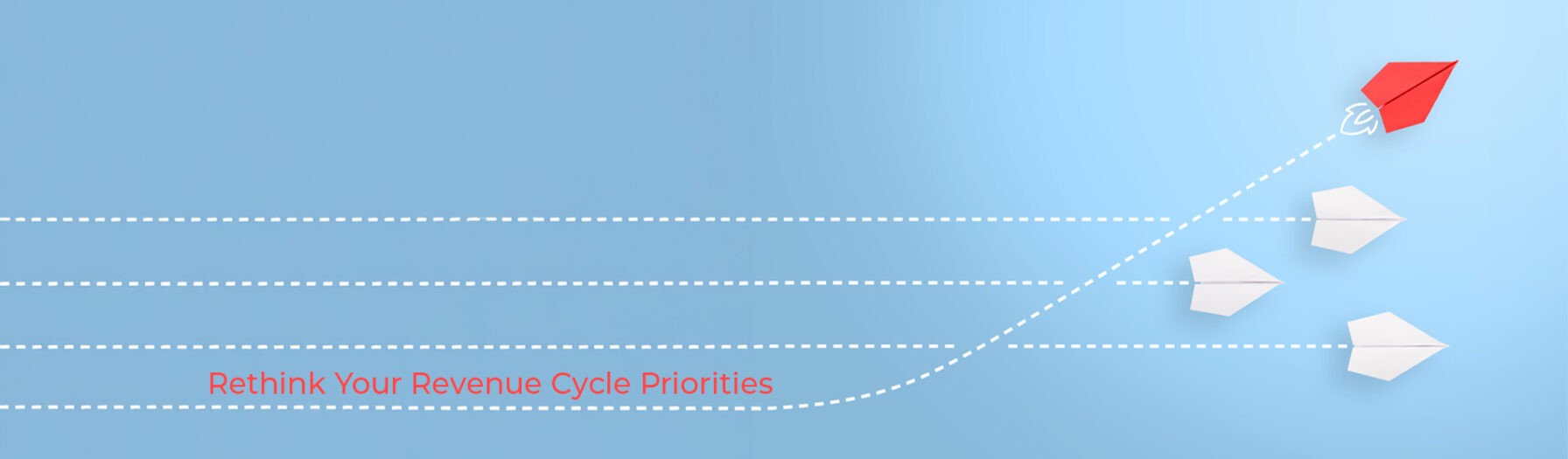 paper airplanes flying with one colored in as a priority