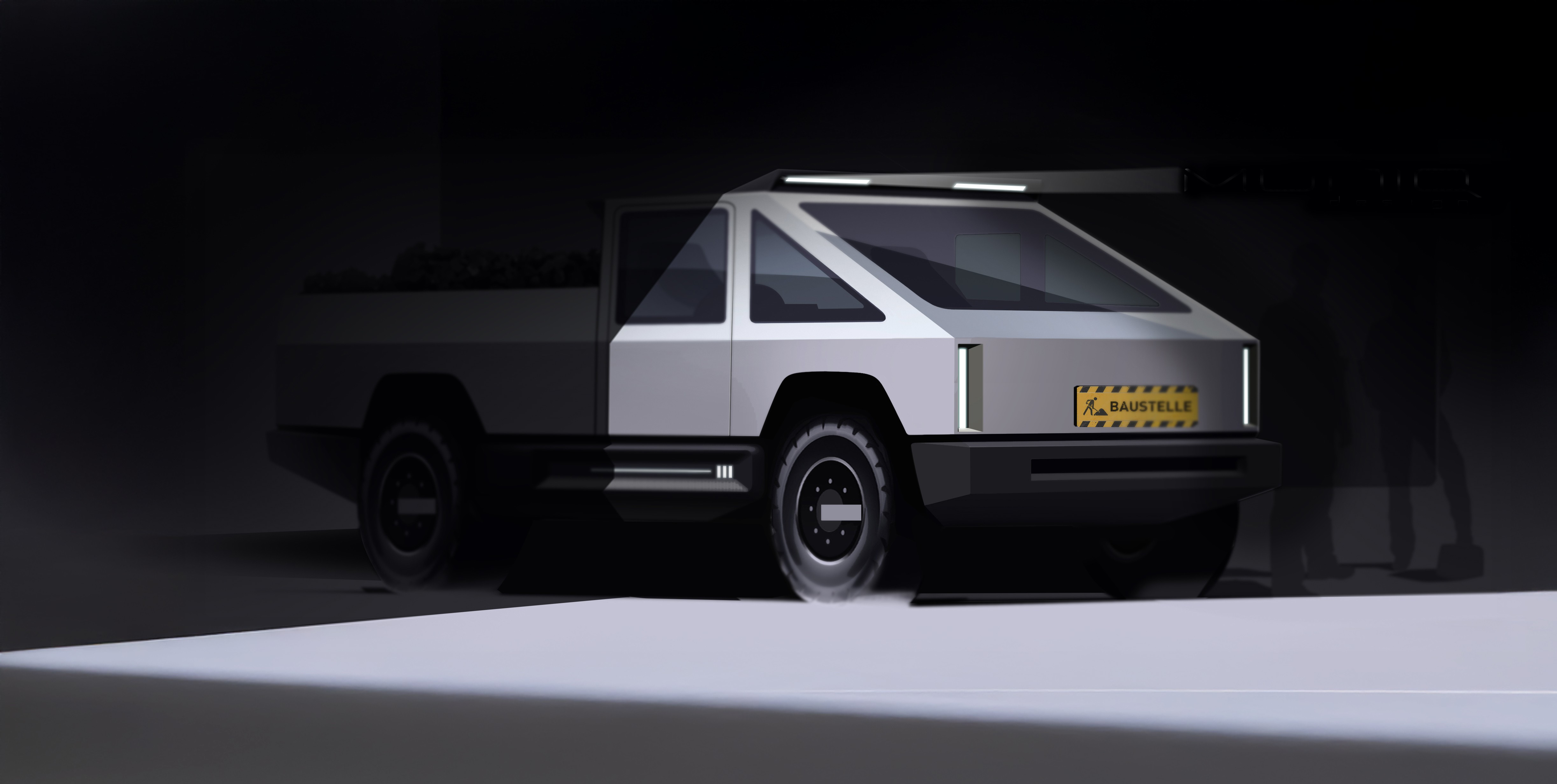 Front three-quarter teaser visualization of mining vehicle design concept