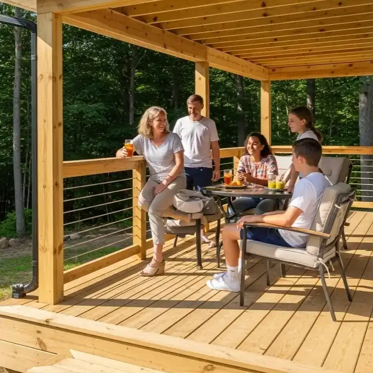 Family enjoying their new deck