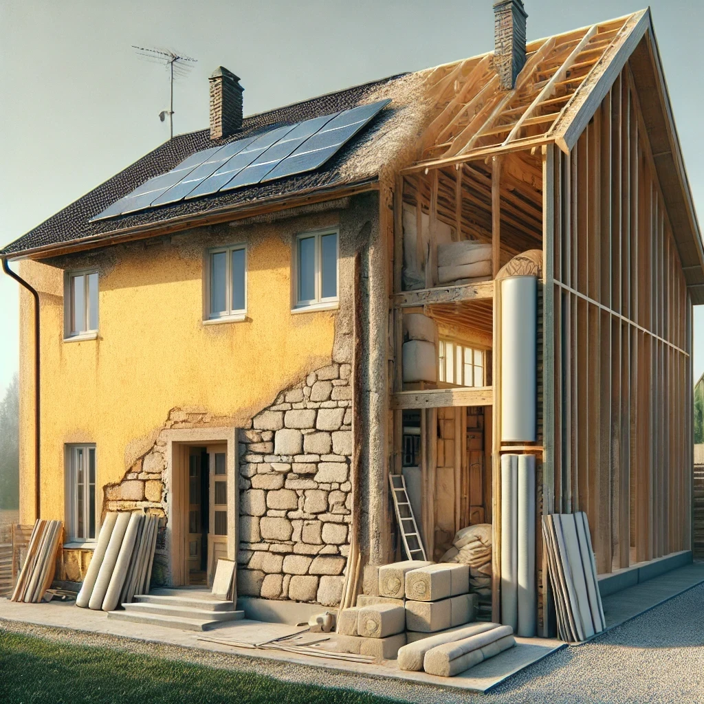 Renovierungsbedürftiges Haus mit geplantem individuellen Sanierungsfahrplan (iSFP) für energieeffiziente Sanierung und Förderung durch BEG-Programme.