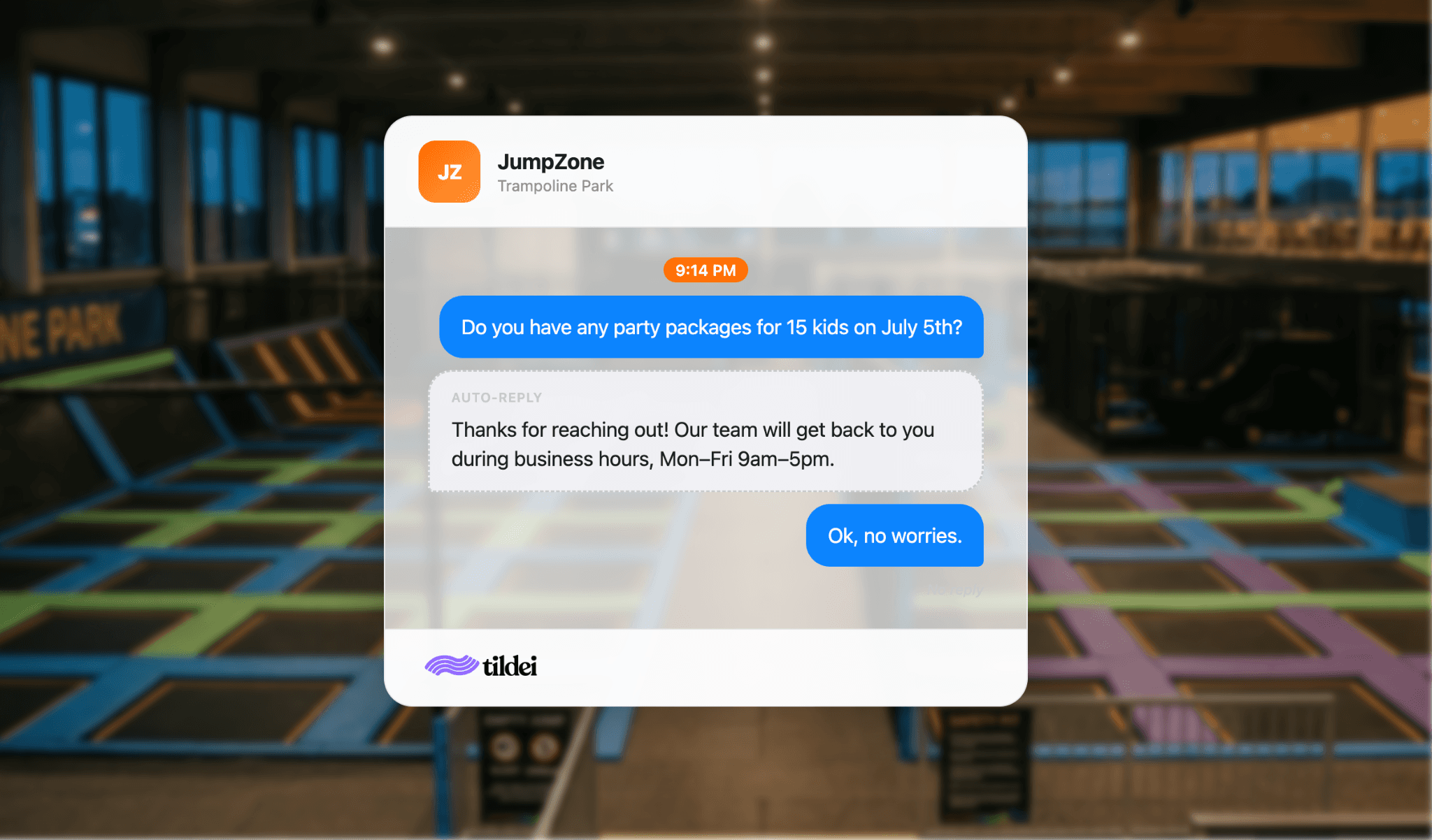 Trampoline Park Auto Reply