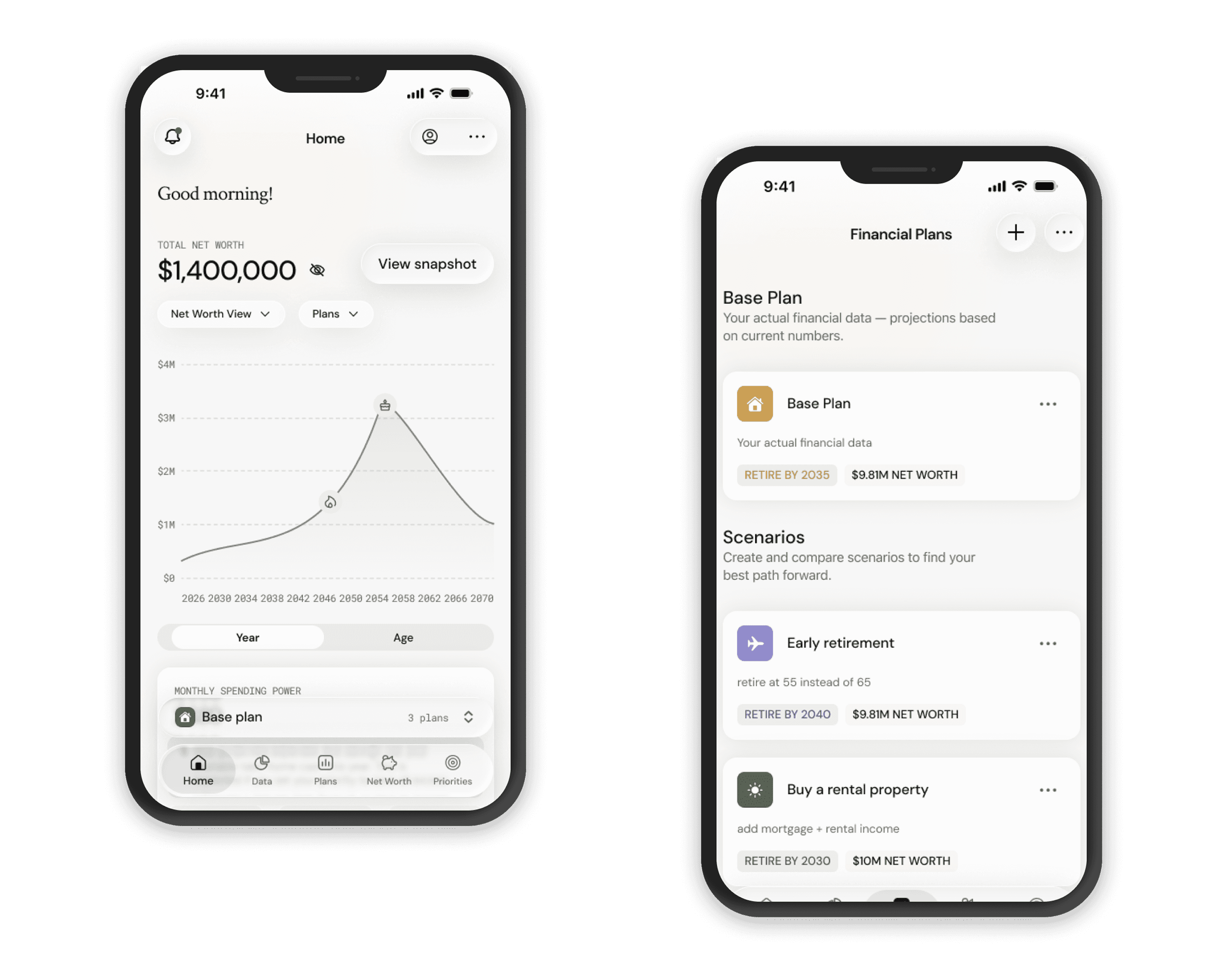 Gilded Financial Planning App mobile mockups