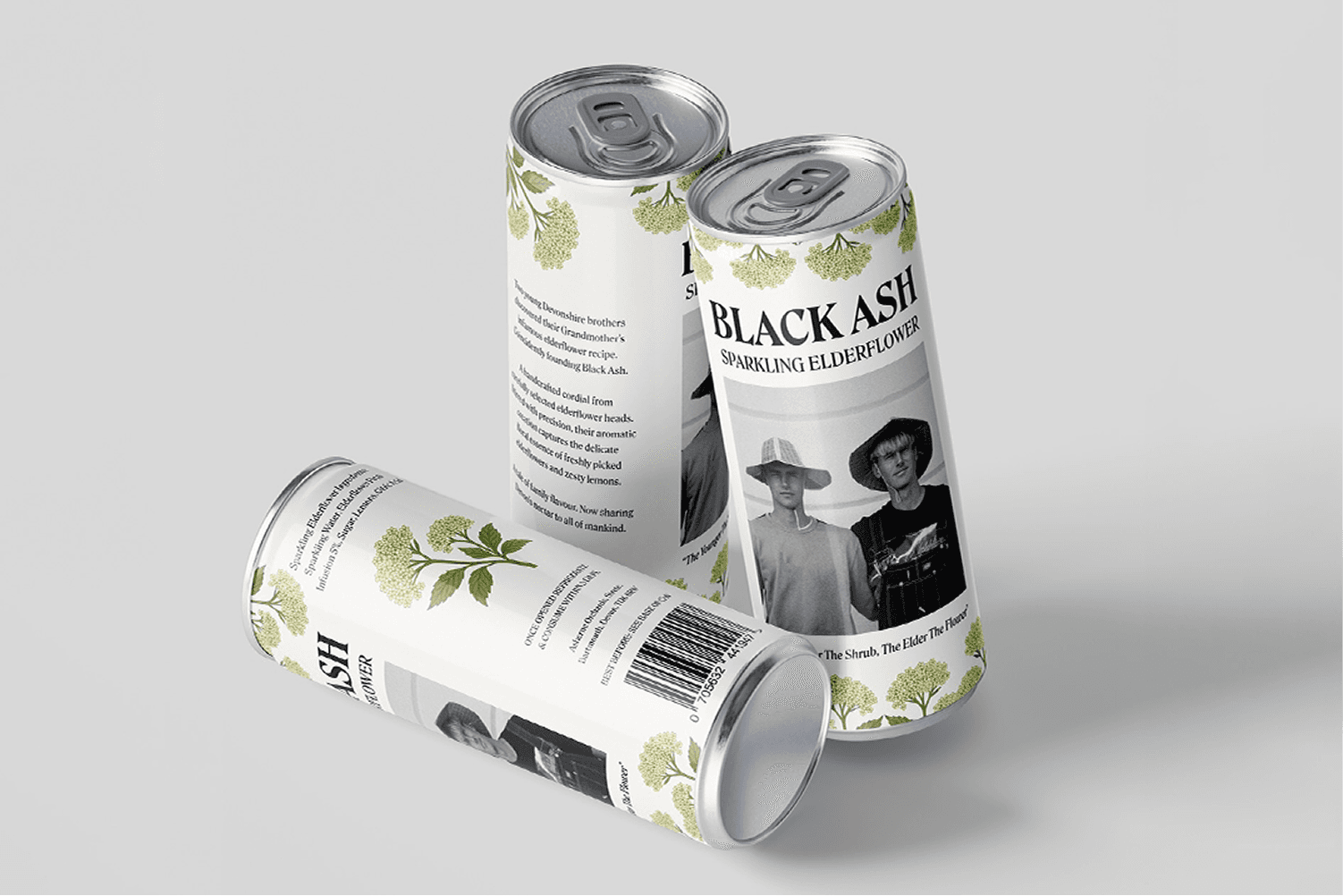 Black Ash cans on a cream background