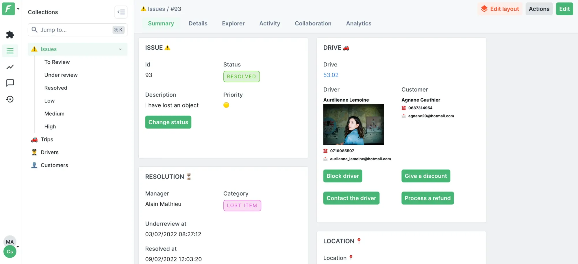 Forest Admin Summary View example
