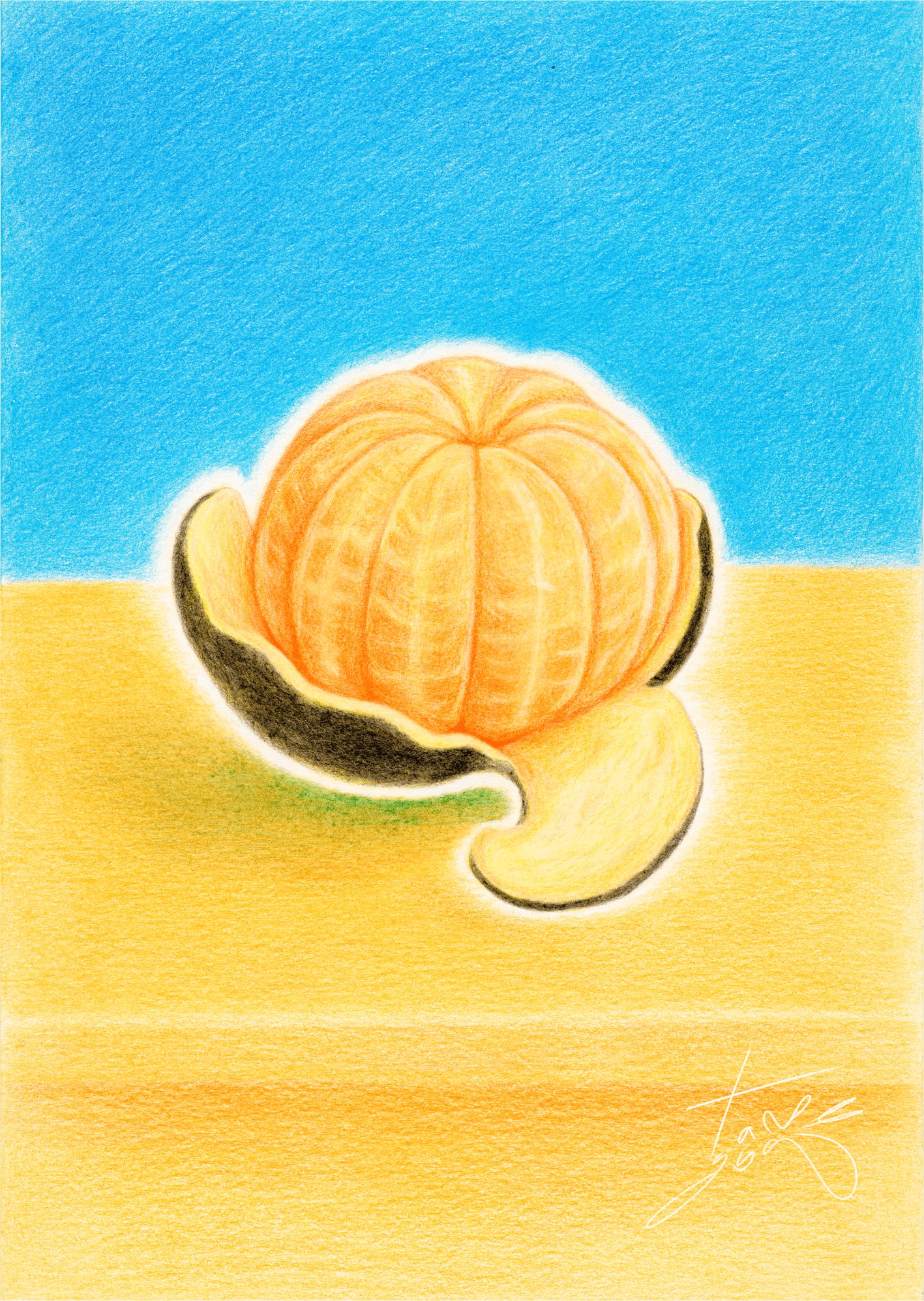 모든 껍질이 벗겨지고 알맹이가 드러난 귤