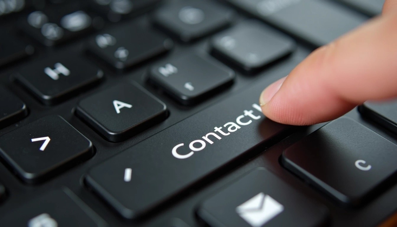 keyboard with a big return button saying "contact" on it