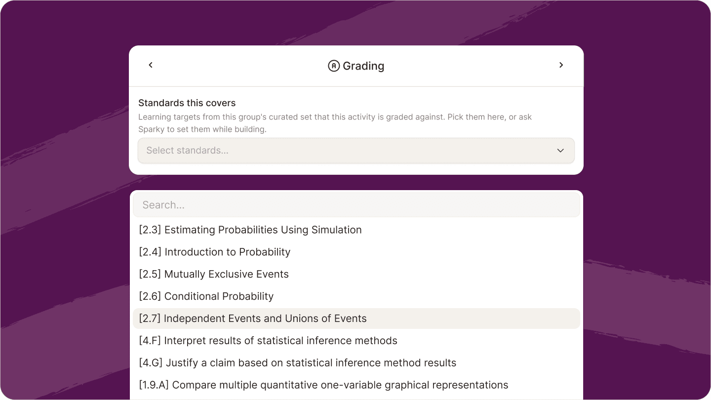 Image of activity selection