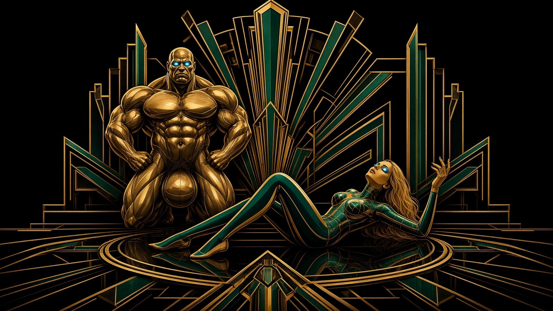 the deco throne, gold and green