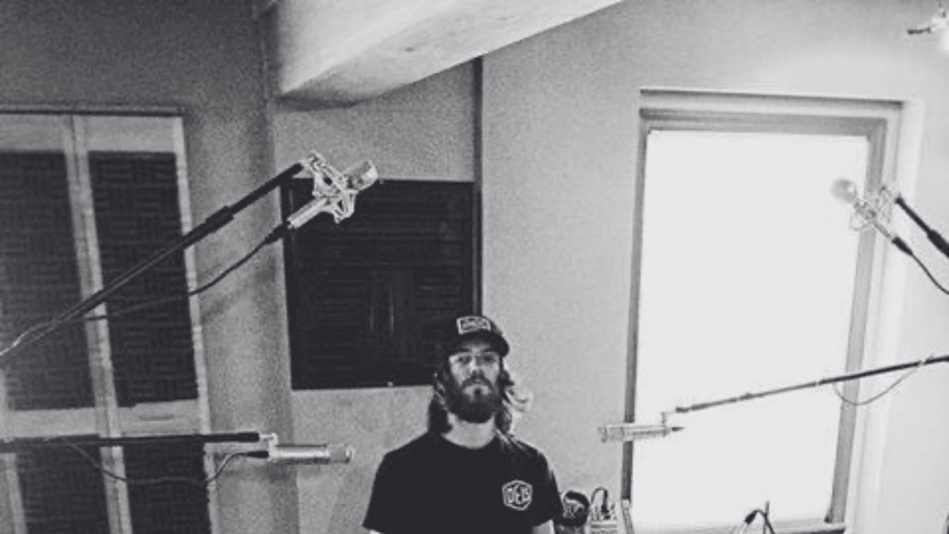 Producer & Engineer Ken Riley recording drums at Rio Grande Studios