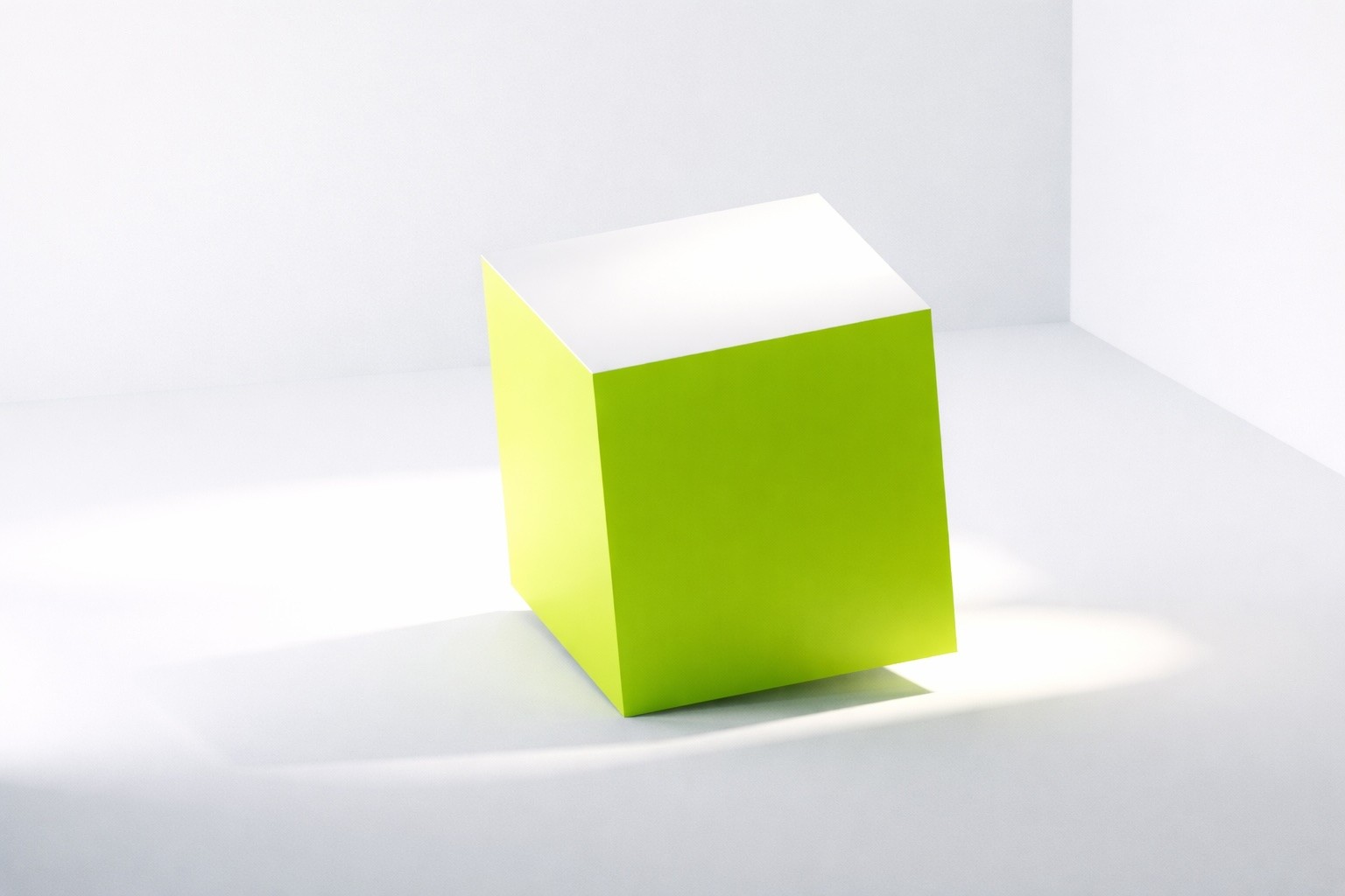 big white cube on white floor