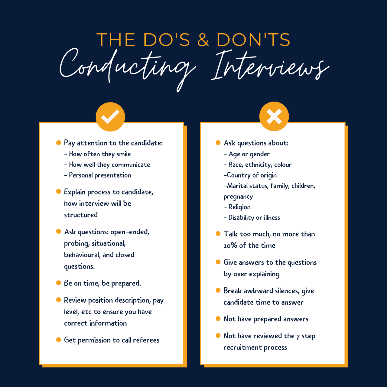 do's and don'ts of conducting interviews graphic