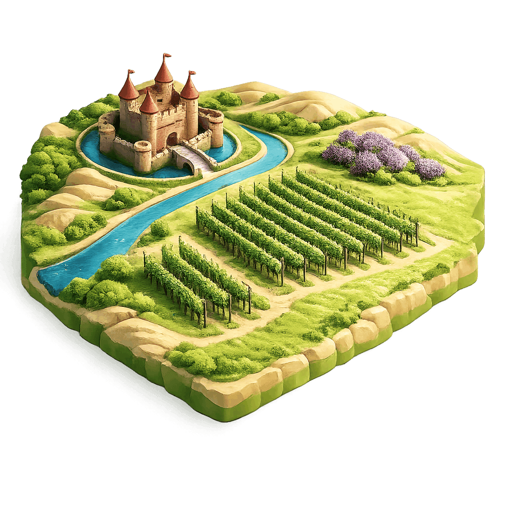 Artistic illustration of the Gelderland wine region.