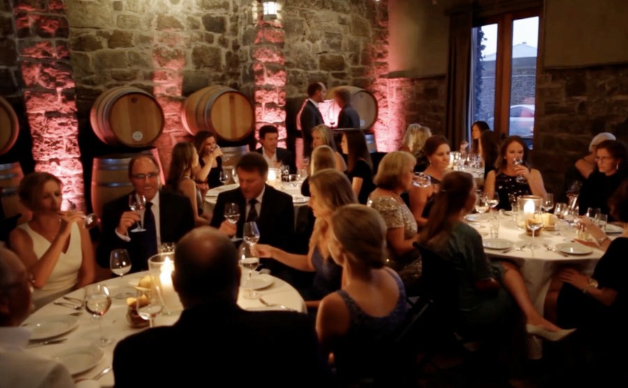 Elegant corporate reception with relaxed evening energy