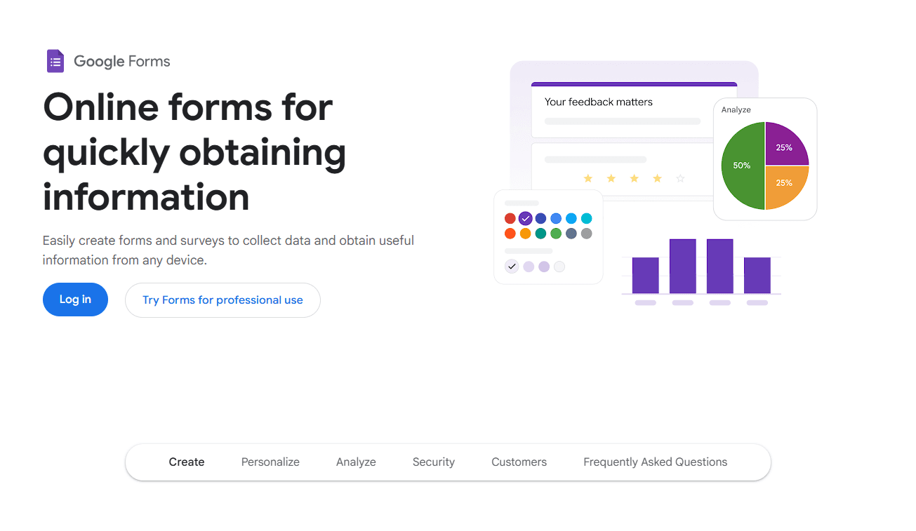 Google forms homepage