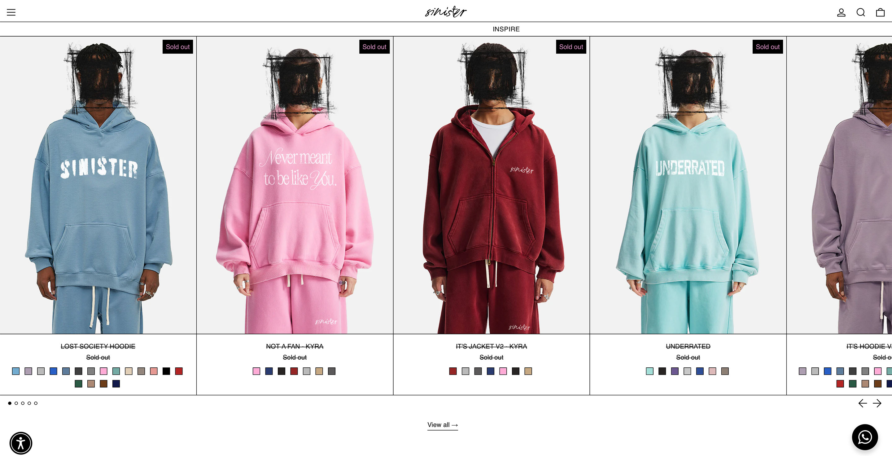 models on the shopify website
