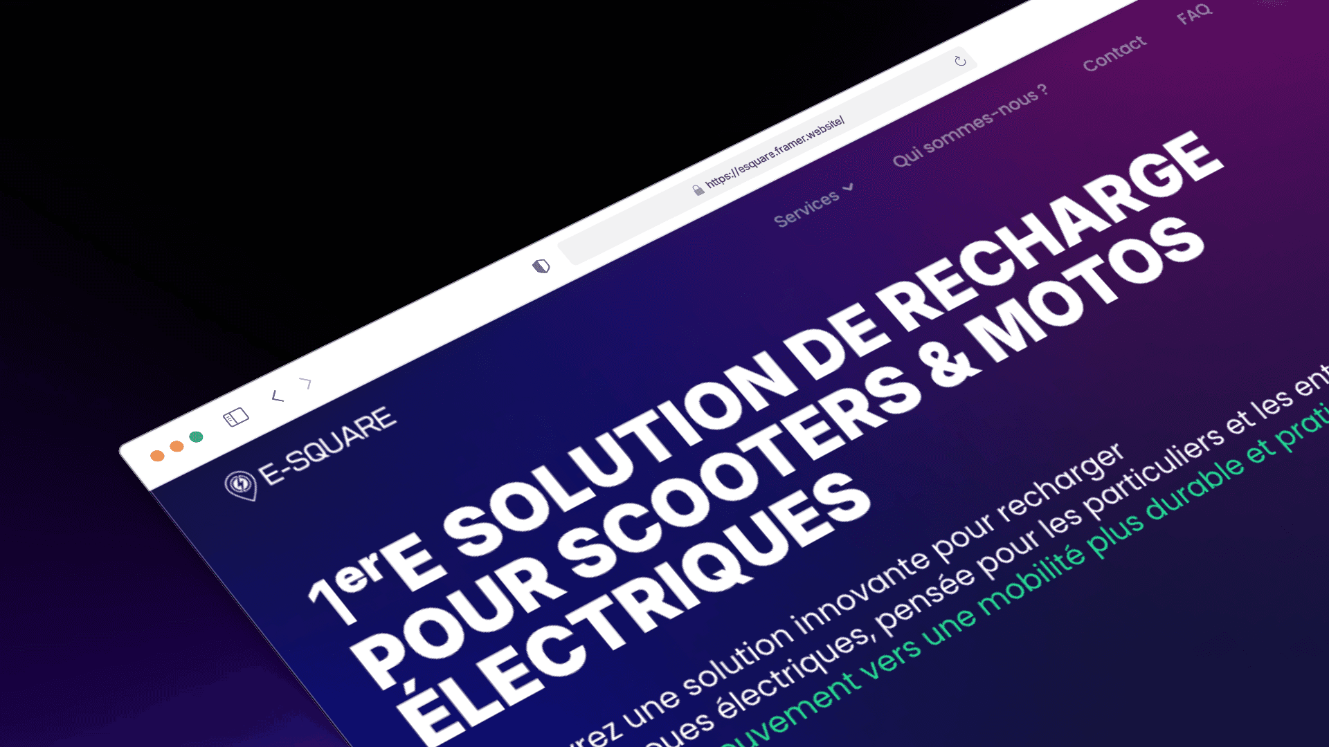 Section de présentation du site E-Square avec hiérarchie claire des contenus