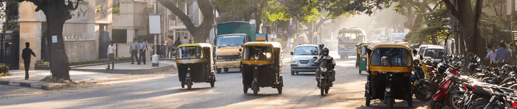 A street view of Bangalore, India, highlighting Worldteam's office in the city.