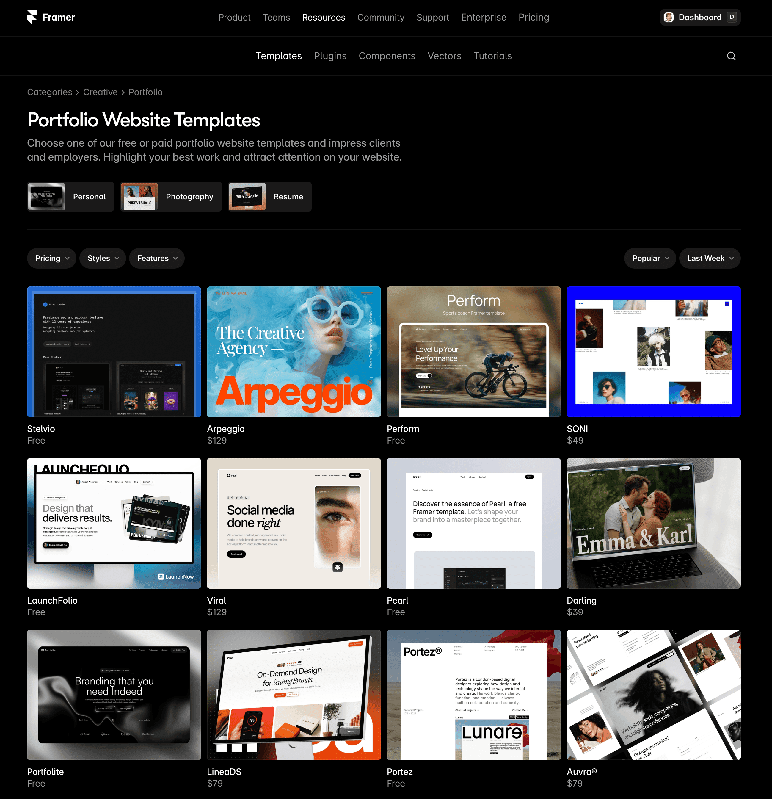 10 Framer Portfolio Templates to Showcase Your Work
