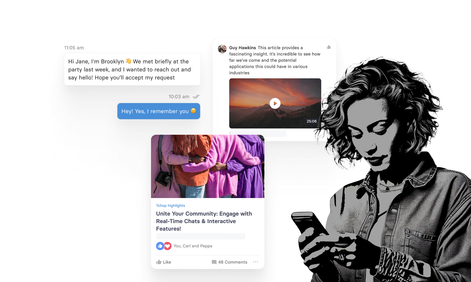 tchop™ chat ensures complete control over communication, seamlessly integrating with your content and engagement strategies to foster real-time interaction.