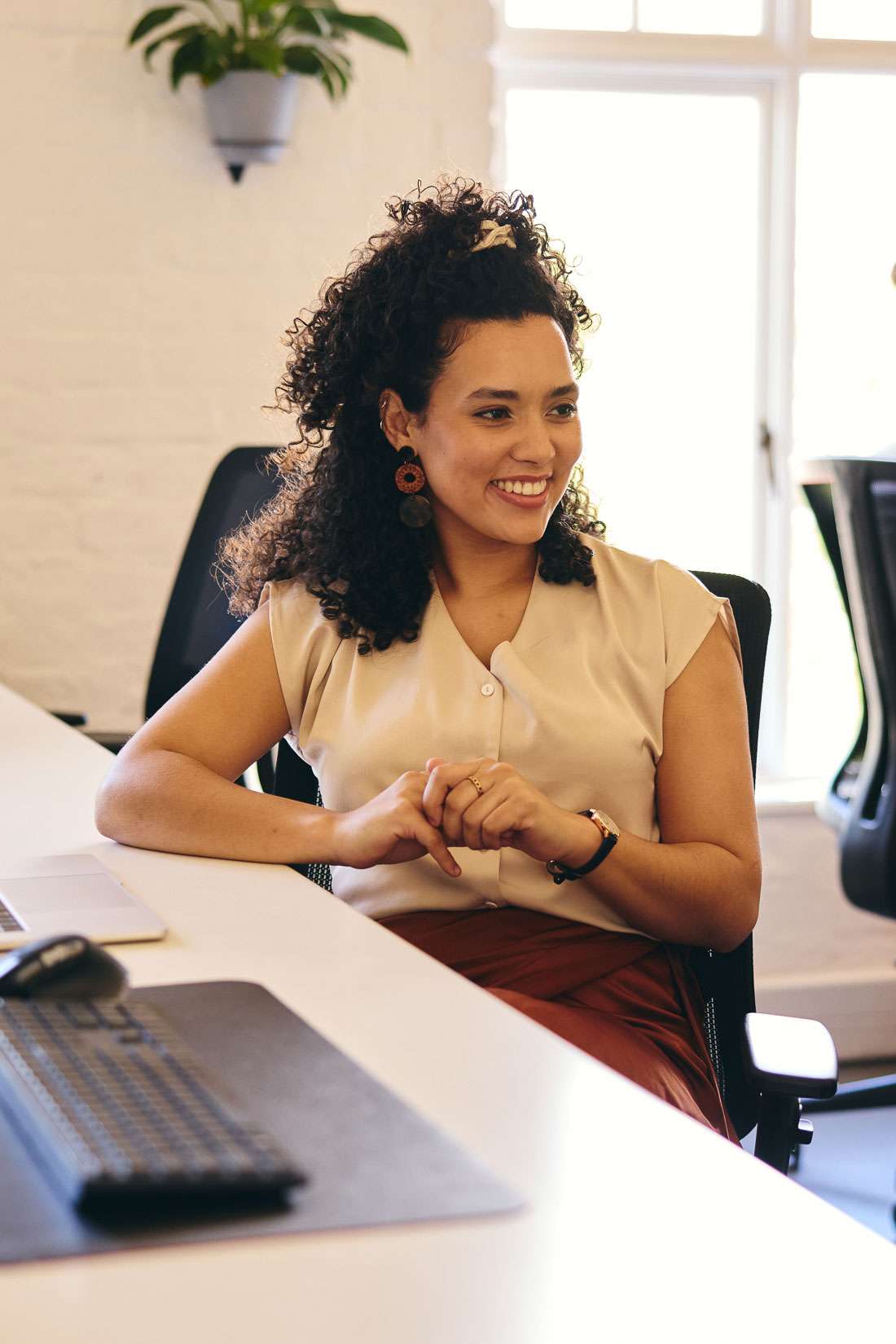 Family-based green card visa lawyer consulting with client in office