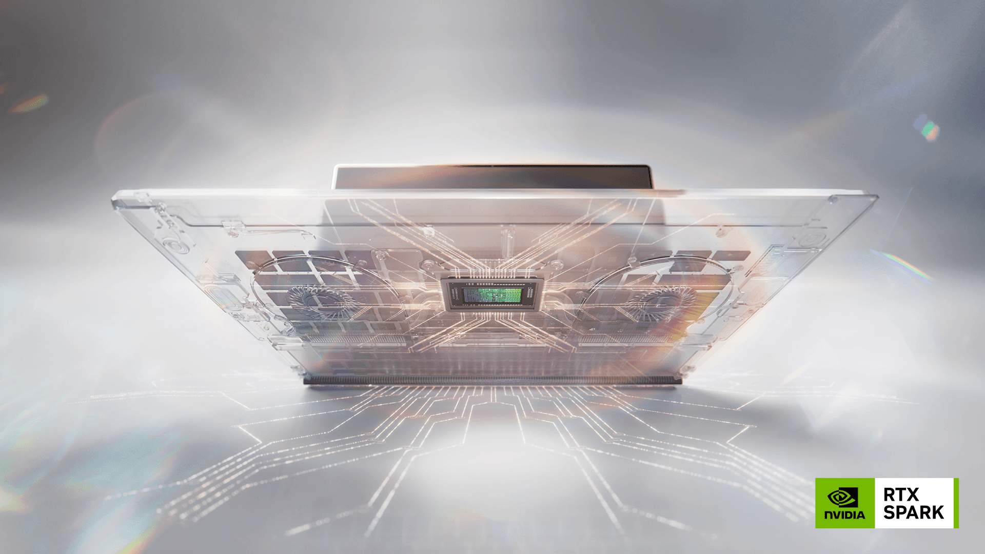 NVIDIA RTX Spark AI-powered laptop architecture featuring transparent RTX hardware, advanced AI processing and next-generation GPU acceleration. The technology could transform architectural visualisation, CGI rendering, V-Ray workflows, 3ds Max production, Gaussian Splatting and real-time content creation. Featured in an article by James Lyons at PixelSpaces covering the future of NVIDIA-powered Windows creative workstations.
