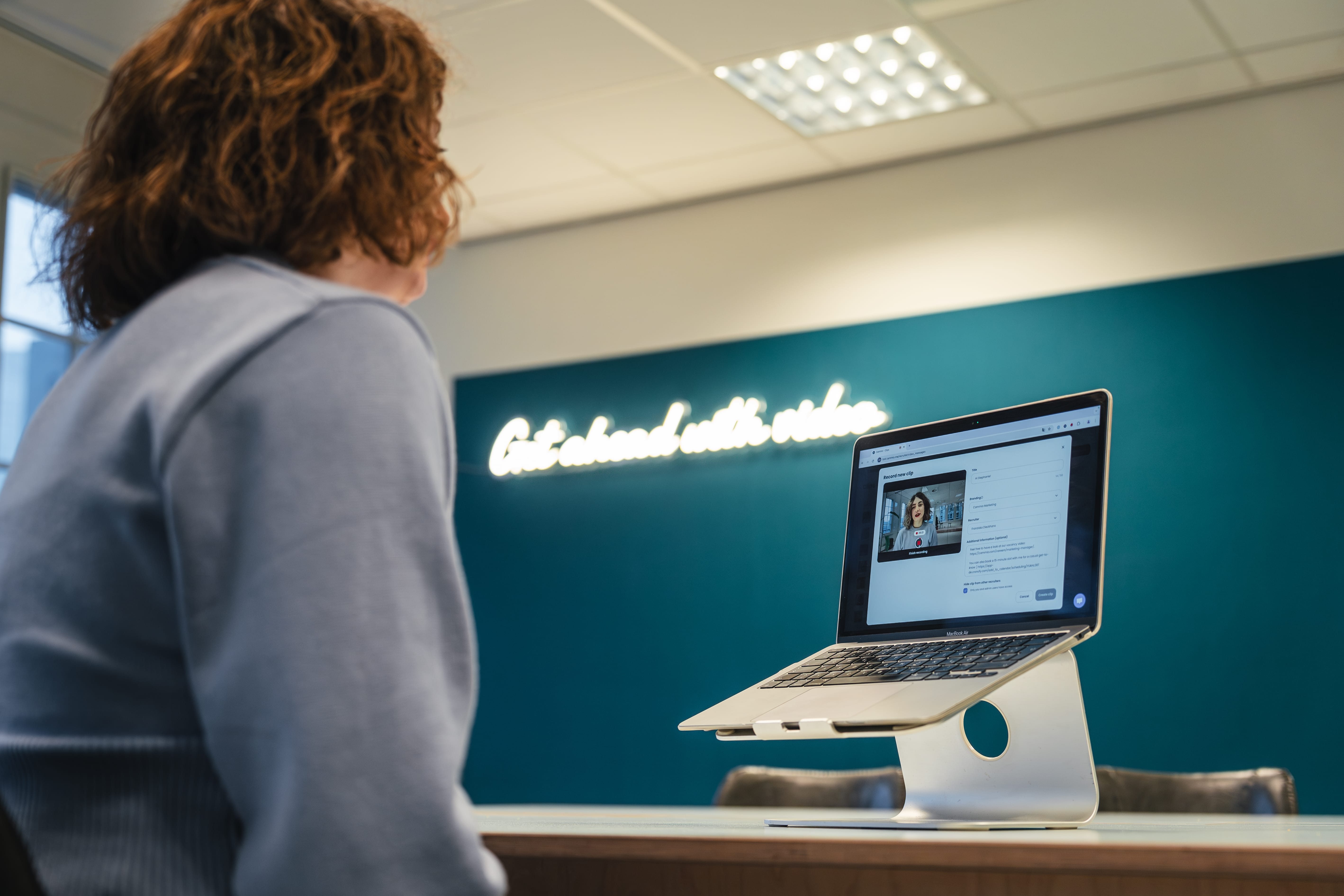 Girl doing a video interview