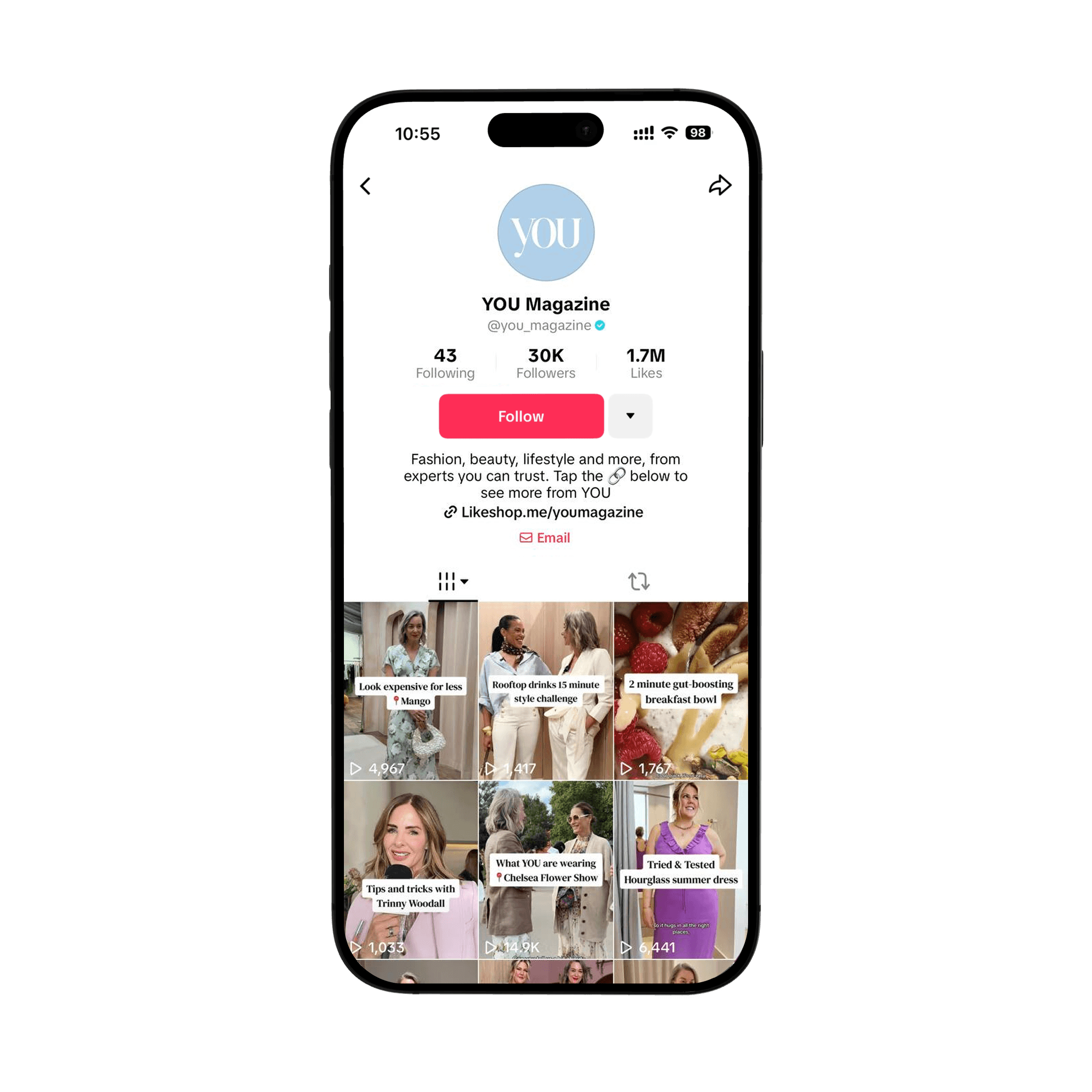 Screenshot of The Spotlight TikTok profile with 540K followers, featuring pop culture videos, celebrity news, and viral Hollywood moments.