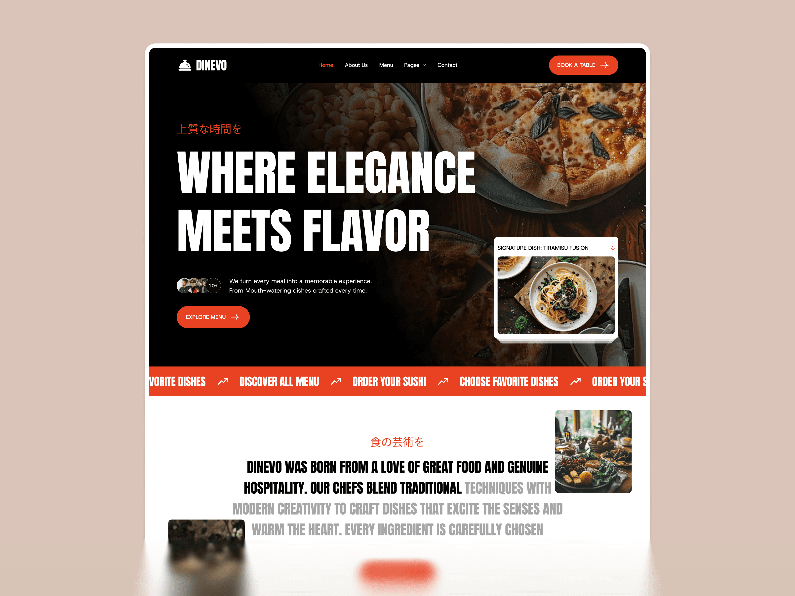 framer restaurant template