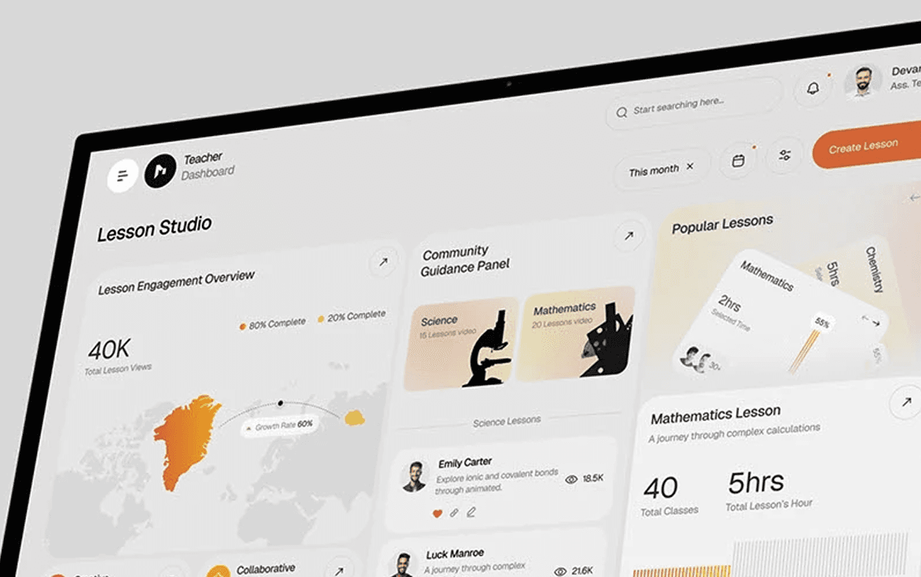 Lesson Studio: Monitor learning growth, explore content. Agile approach.