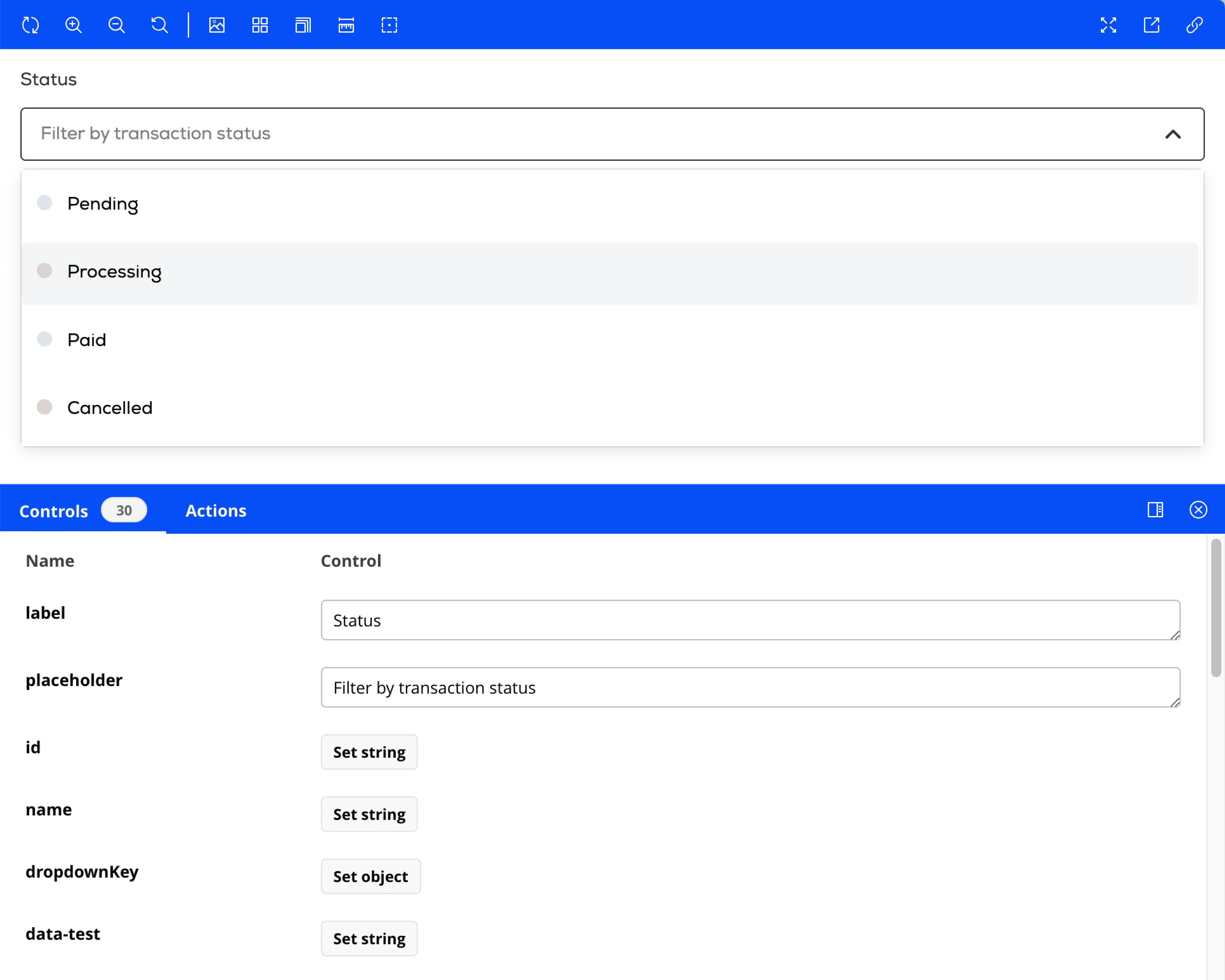 Screenshot of a component in storybook.