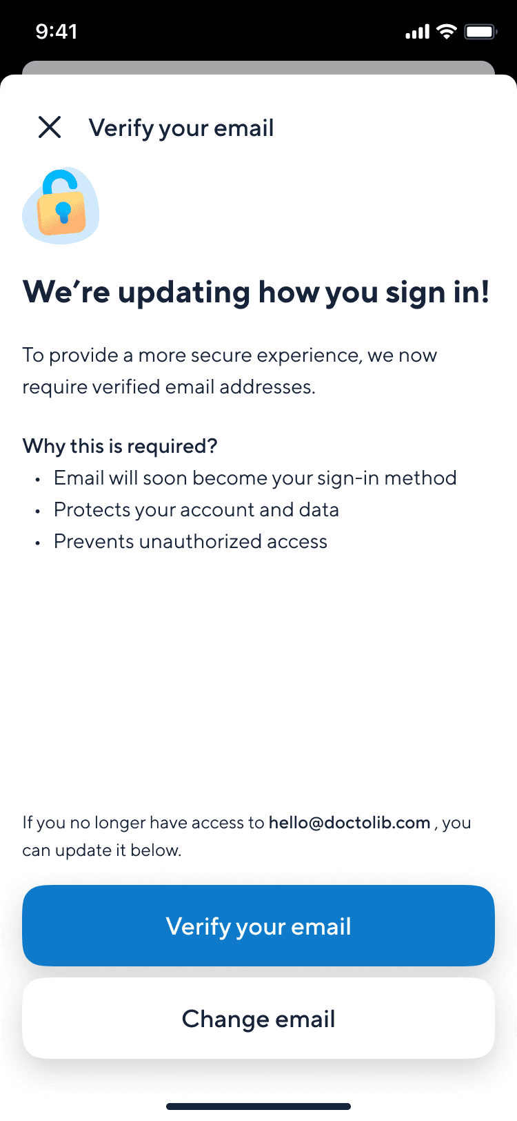 Doctolib Connect Verify your email