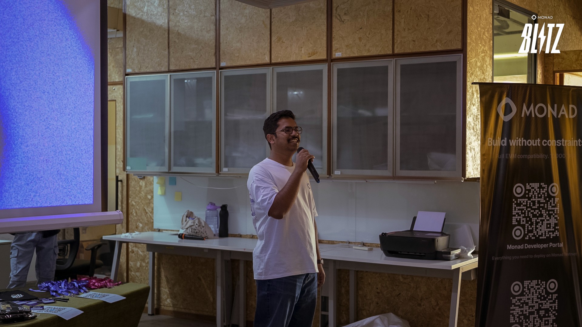 Speaker presenting at a Web3 hackathon event