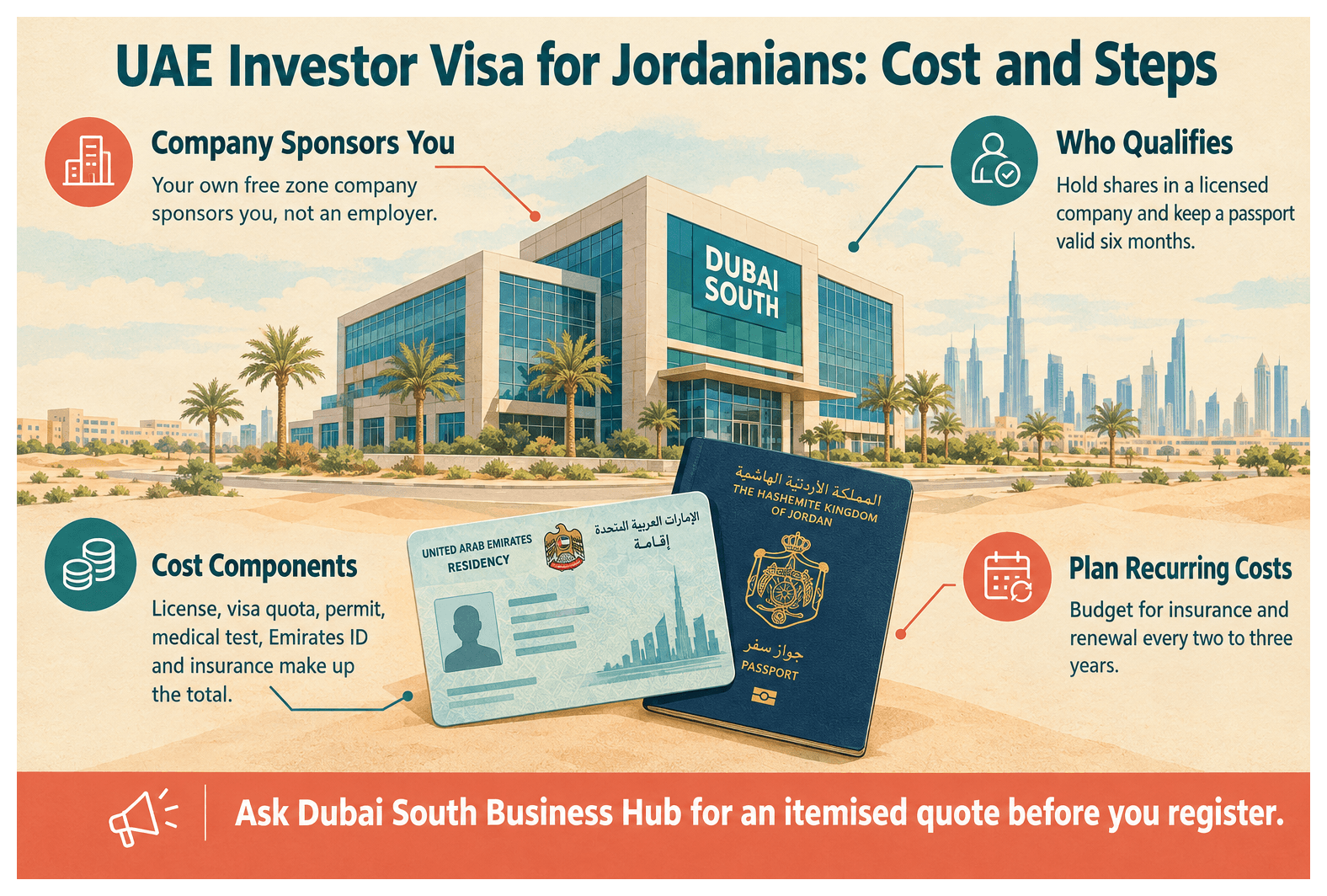Infographic: UAE Investor Visa for Jordanian Nationals: Cost and Steps