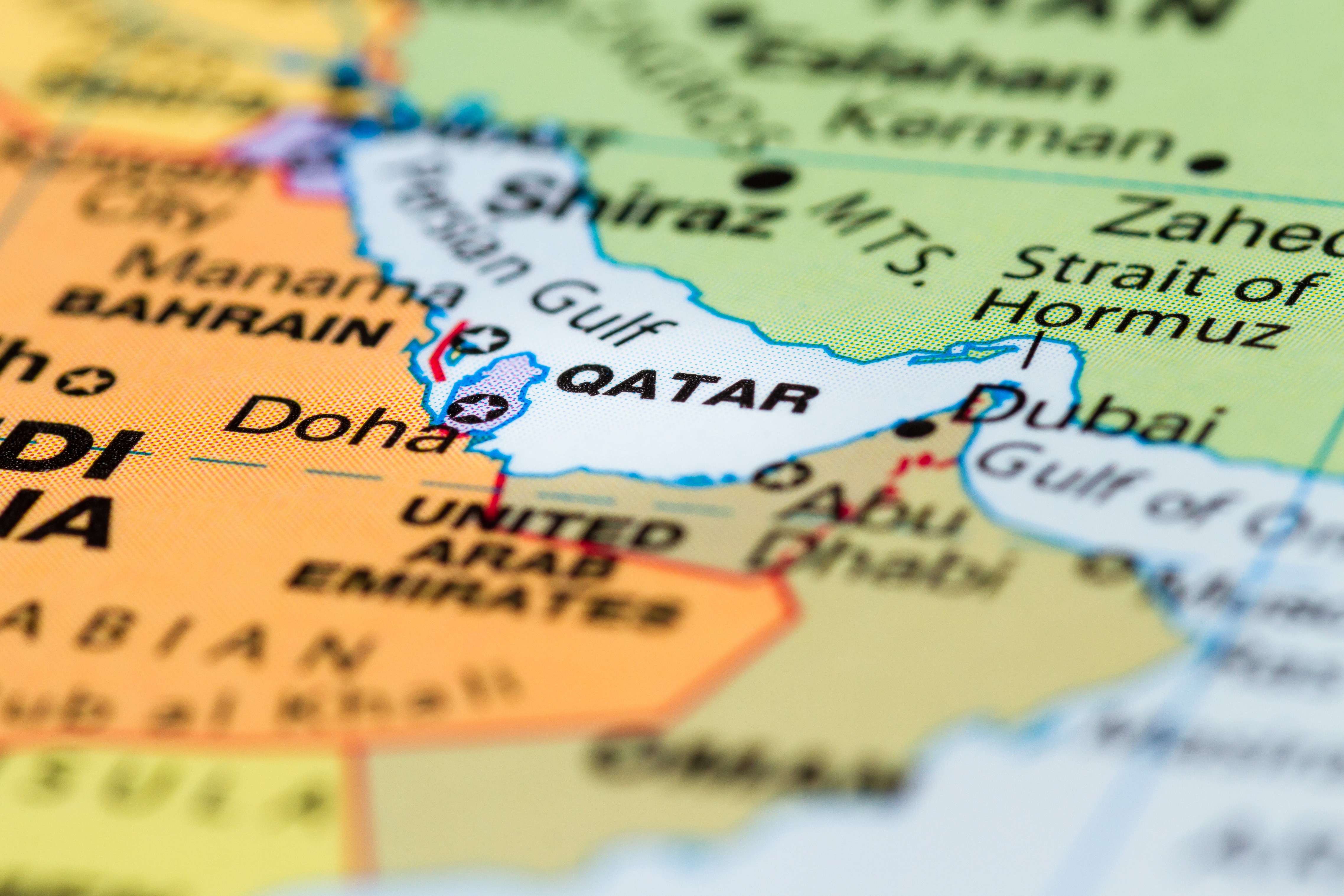 Map showing the Strait of Hormuz between Iran and the Gulf states, a critical route for global oil shipping