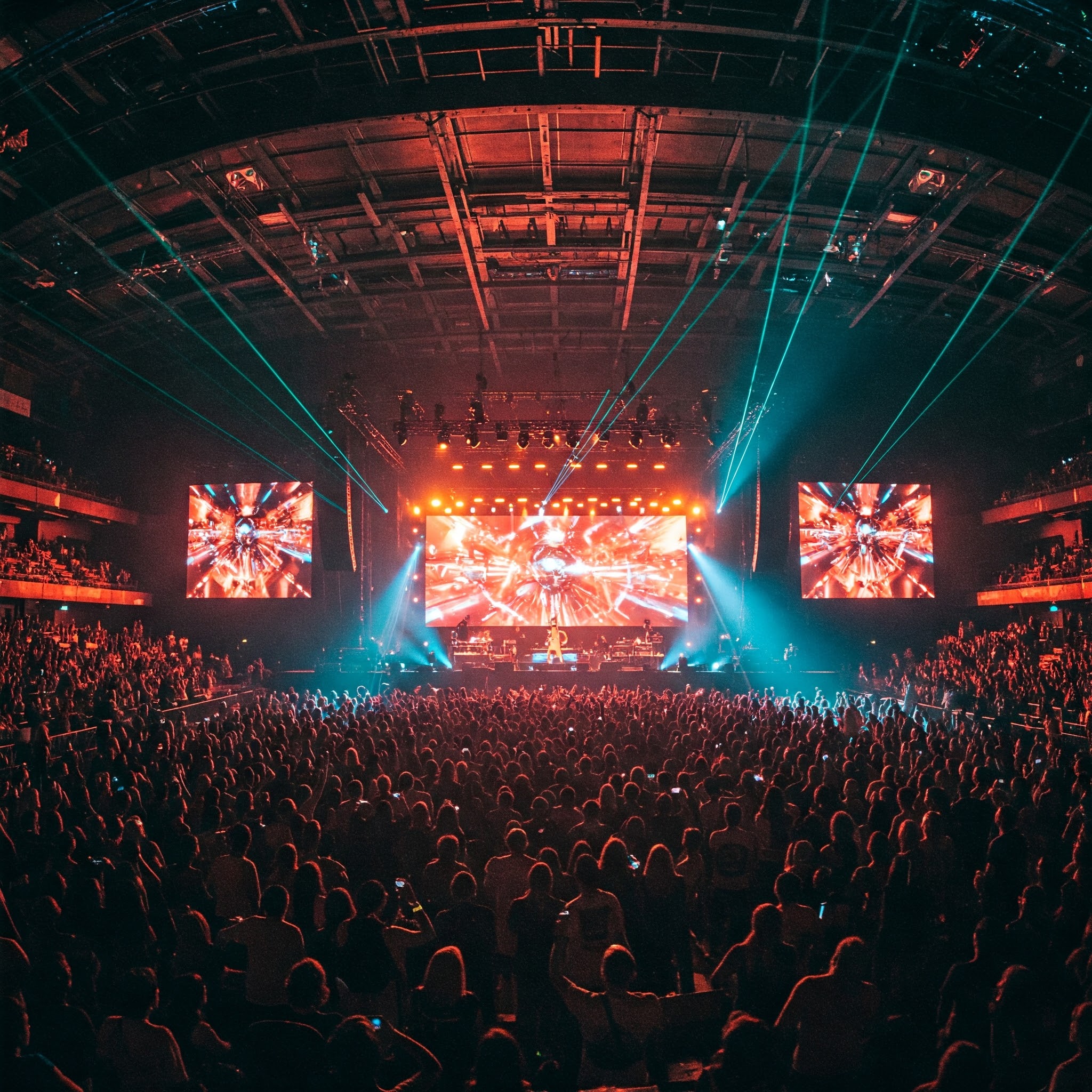 LED screen with light on concert scenario
