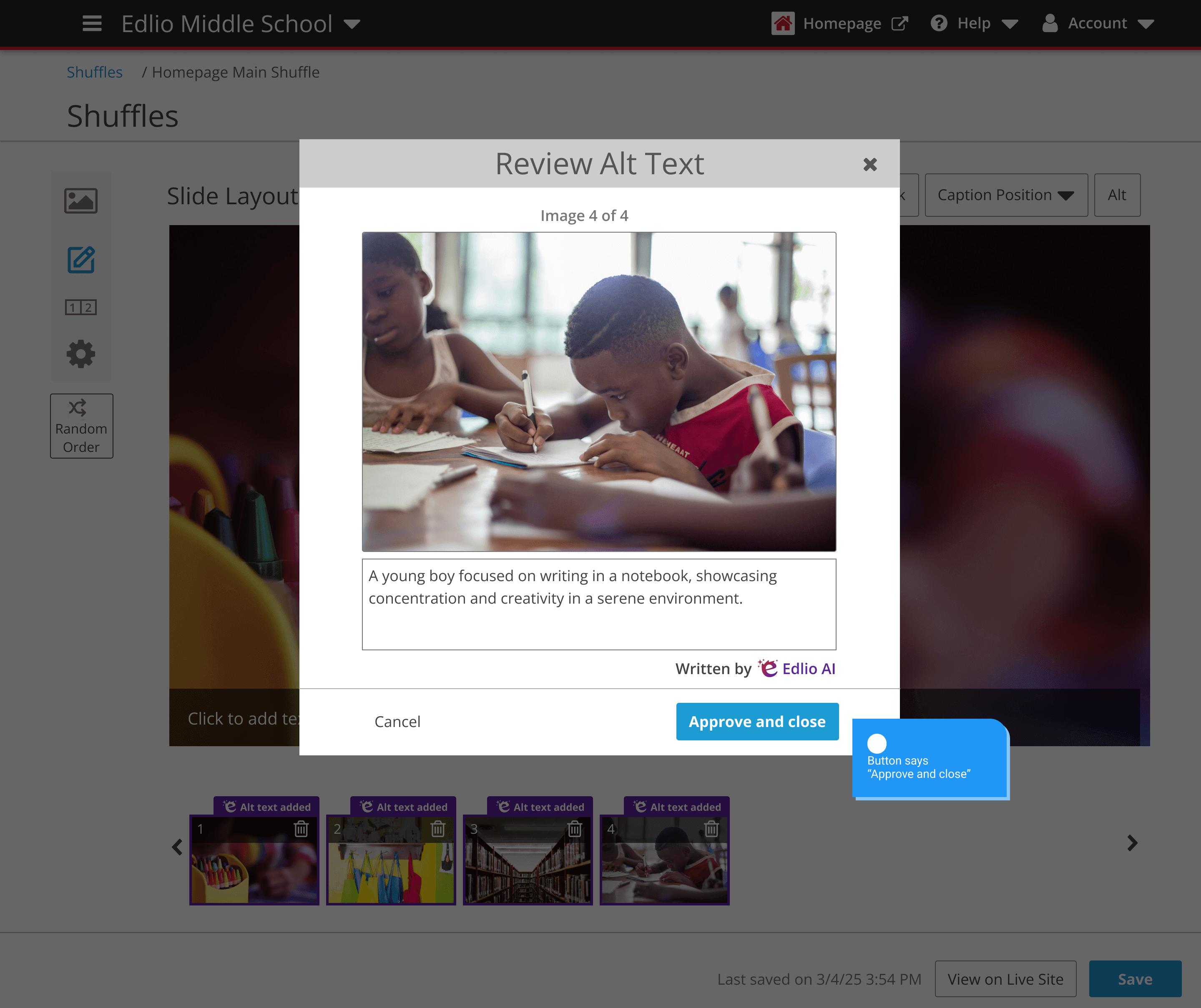 Last image written alt text with AI