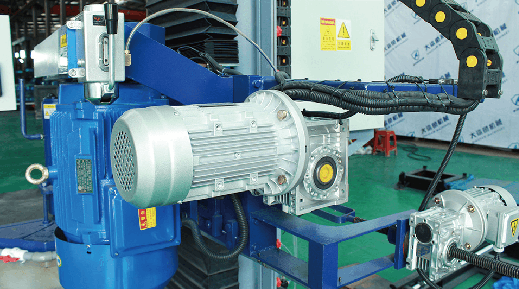 Detailed view of the machine's motor and mechanical components, highlighting the engineering excellence behind the Column Cap & Base Profiling Machine.