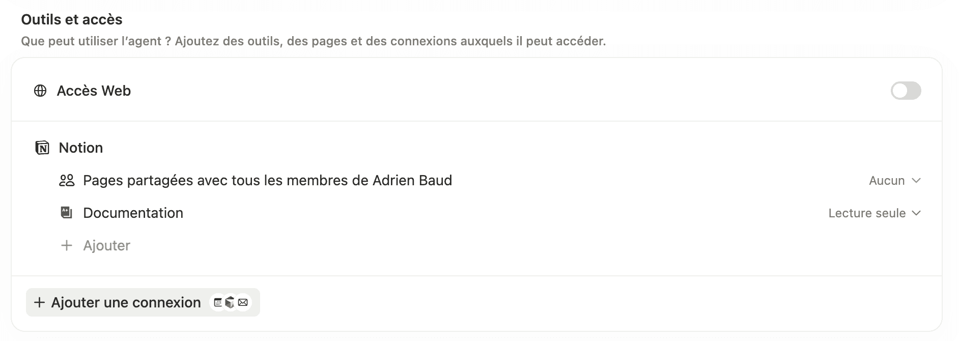 Configuration des outils d'un Agent IA sur Notion