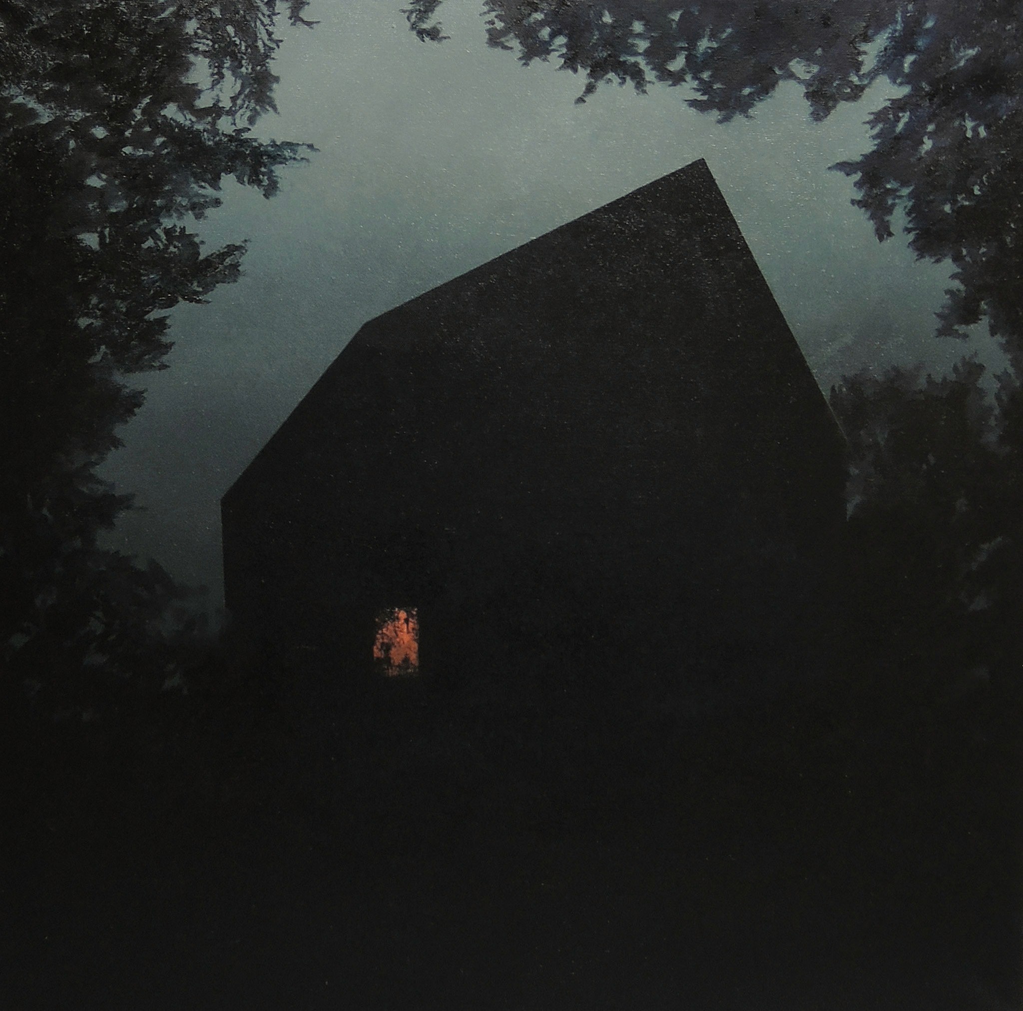 painting of  dark house in the wood