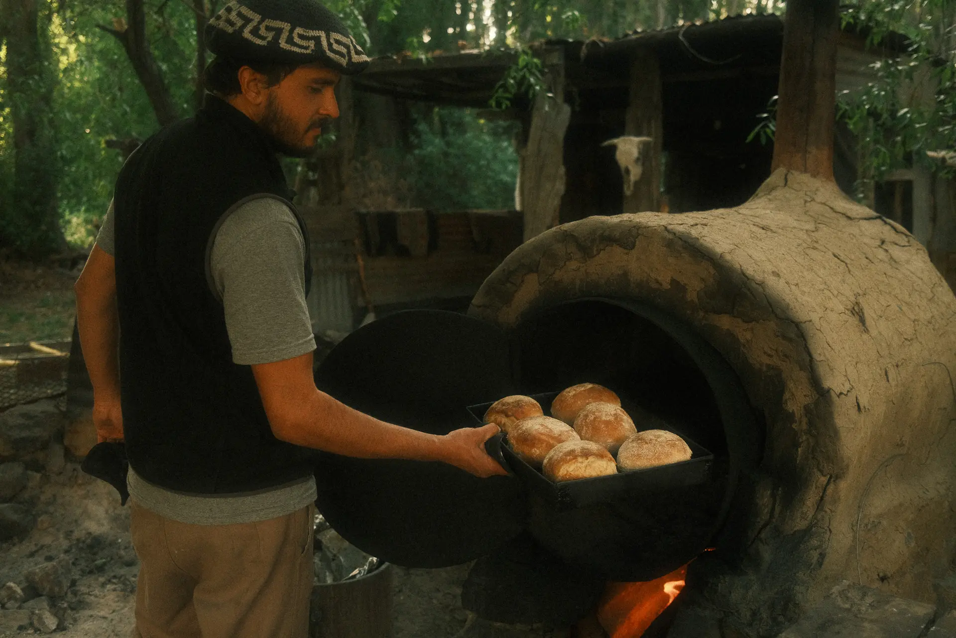 Pan en horno de barro