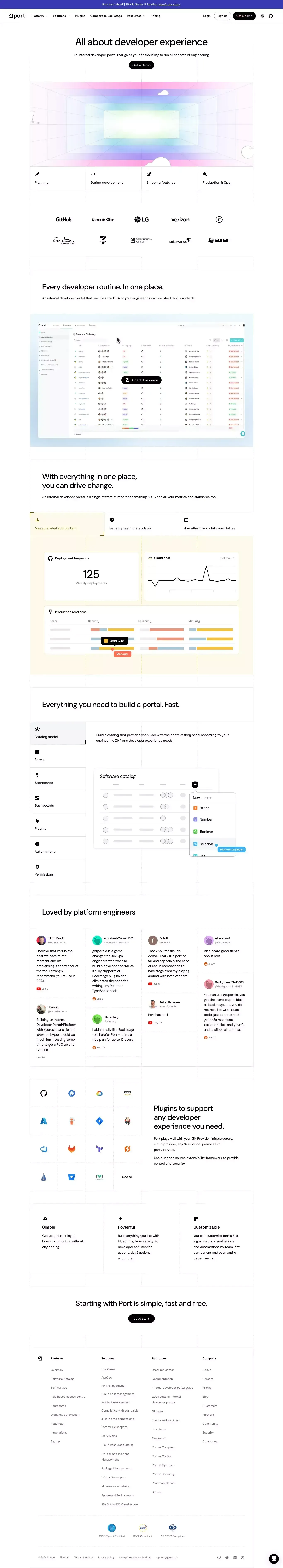 Internal Developer Portal & Platform landing page screenshot showcasing Tech design