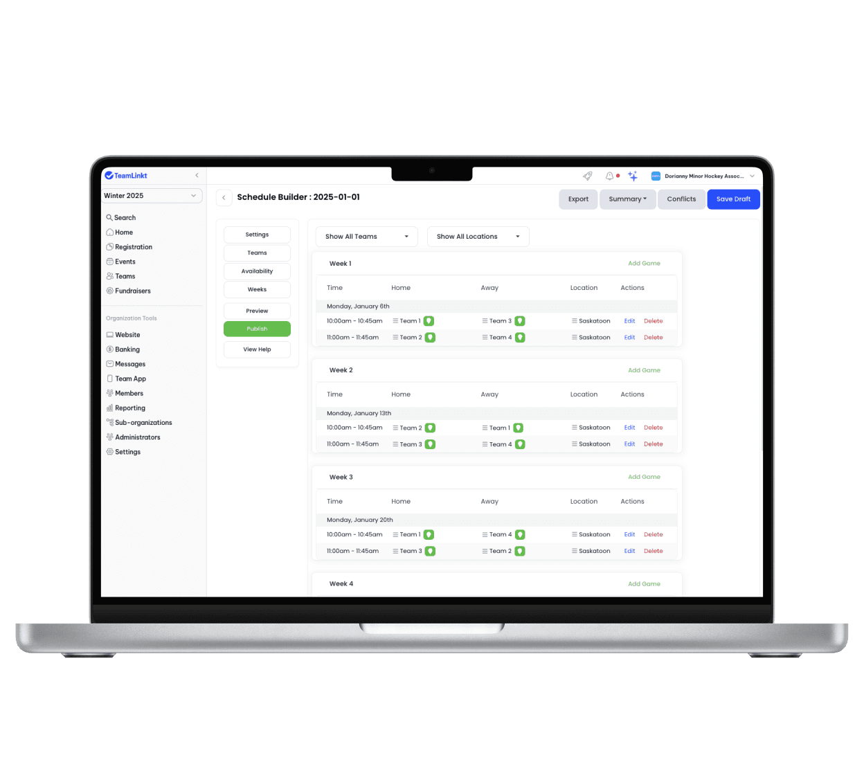 Basketball Schedule Generator TeamLinkt Basketball Schedule Generator TeamLinkt