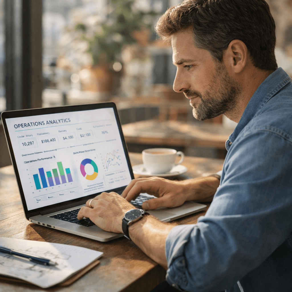 Hand holding vintage instant camera over table