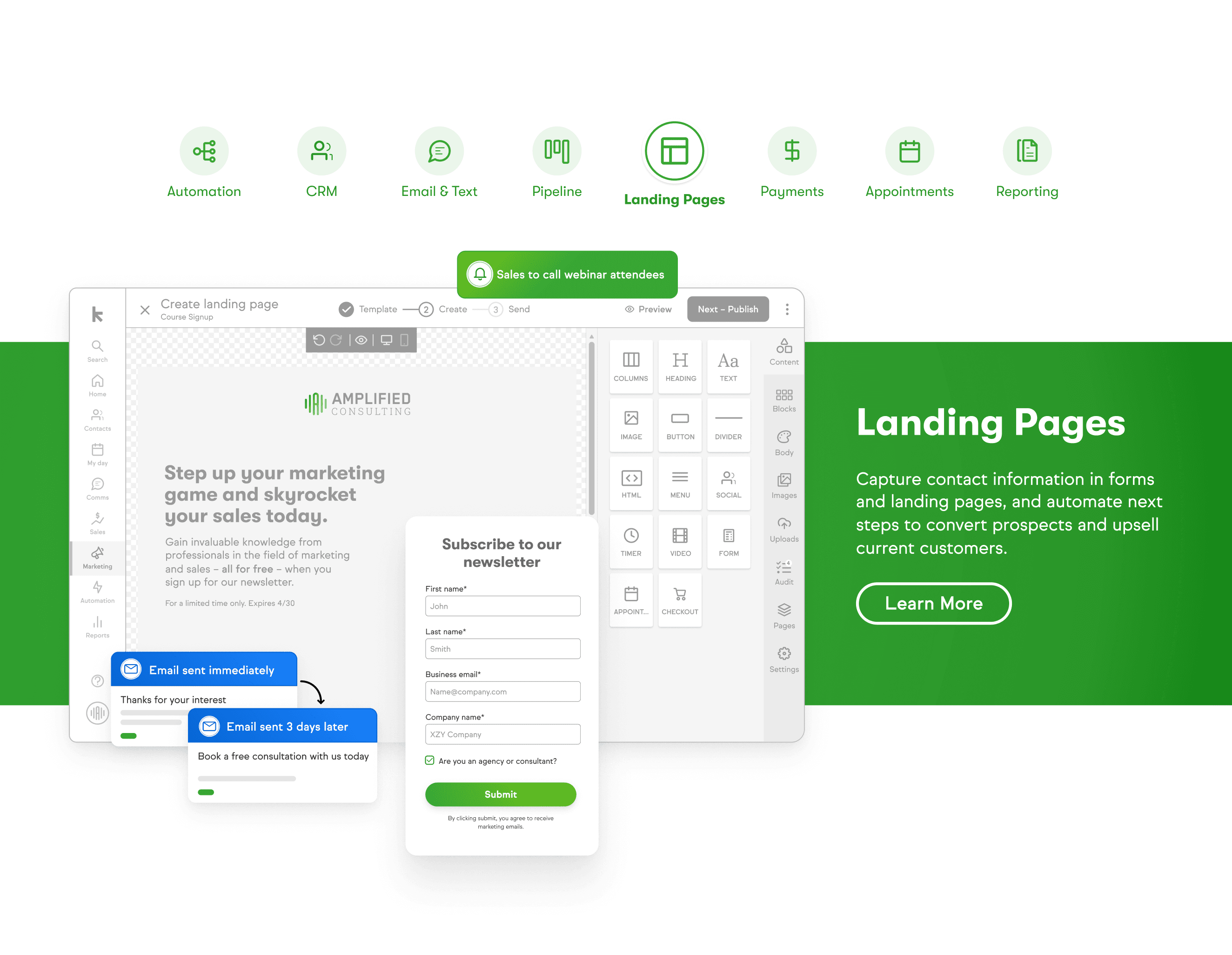 Landing Page Feature